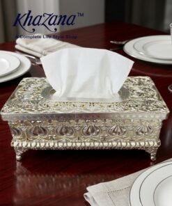 luxurious royal filigree metal tissue box silver