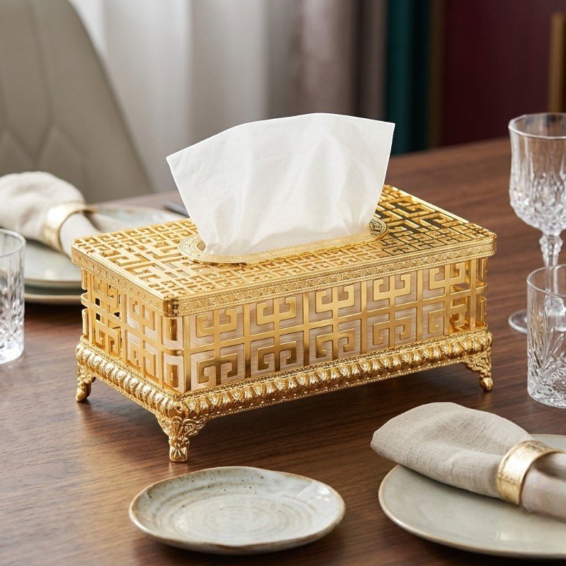 royal gold lattice metal tissue box luxurious antique style royal gold lattice metal tissue box luxurious antique style