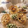 luxury 3 tier golden mirrored tray display stand