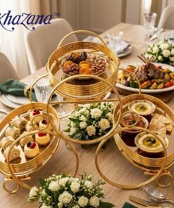 luxury 3 tier golden mirrored tray display stand