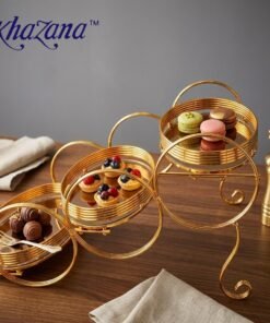 premium 3 tier golden mirrored display stand