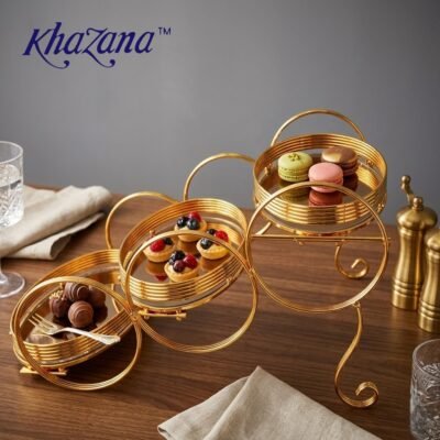 premium 3 tier golden mirrored display stand