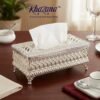 royal silver filigree metal tissue box holder