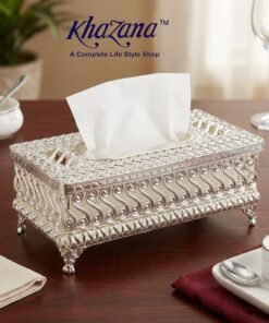 royal silver filigree metal tissue box holder