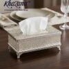 luxury silver mesh rectangular tissue box holder