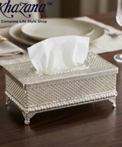 luxury silver mesh rectangular tissue box holder