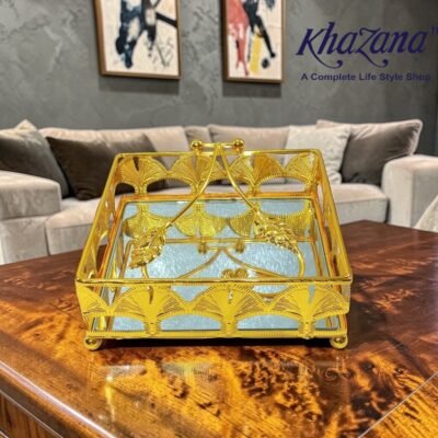 golden ginkgo leaf napkin holder