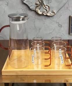 accented borosilicate glass pitcher and mug set accented borosilicate glass pitcher and mug set