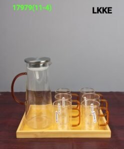 accented borosilicate glass pitcher and mug set