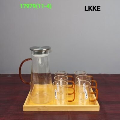 accented borosilicate glass pitcher and mug set