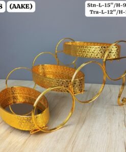royal tier gold metal serving tray stand