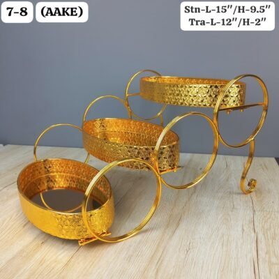 royal tier gold metal serving tray stand