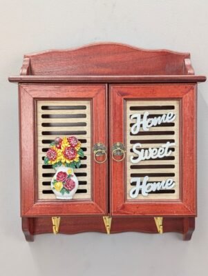 rustic wooden home sweet home key cabinet
