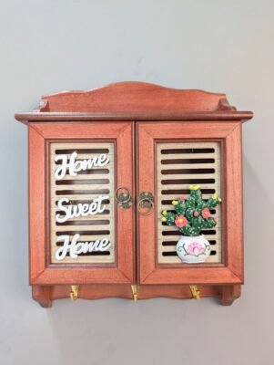 rustic wooden home sweet home key cabinet