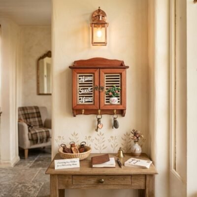 rustic wooden home sweet home key cabinet