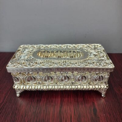 Luxurious Royal Filigree Metal Tissue Box Silver luxurious royal filigree metal tissue box silver