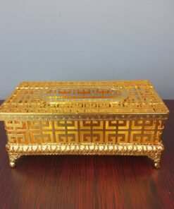 royal gold lattice metal tissue box luxurious antique style
