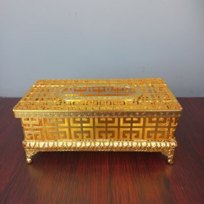 royal gold lattice metal tissue box luxurious antique style