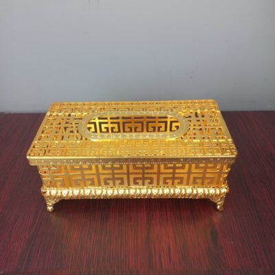 royal gold lattice metal tissue box luxurious antique style