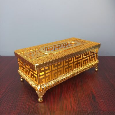 Royal Gold Lattice Metal Tissue Box Luxurious Antique Style royal gold lattice metal tissue box luxurious antique style