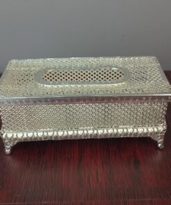 luxury silver mesh rectangular tissue box holder
