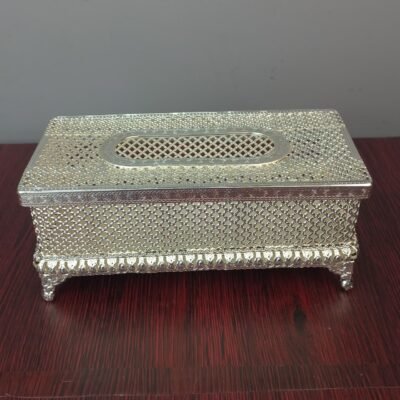 luxury silver mesh rectangular tissue box holder