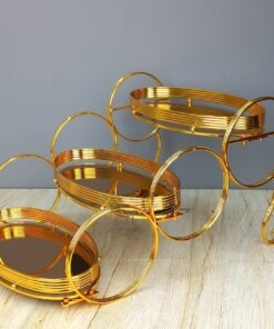 premium 3 tier golden mirrored display stand