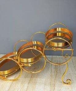 premium 3 tier golden mirrored display stand