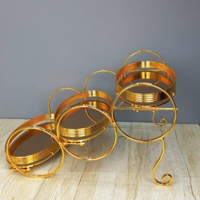 premium 3 tier golden mirrored display stand