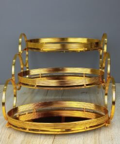 premium 3 tier golden mirrored display stand