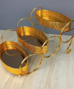 royal tier gold metal serving tray stand
