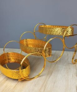 royal tier gold metal serving tray stand