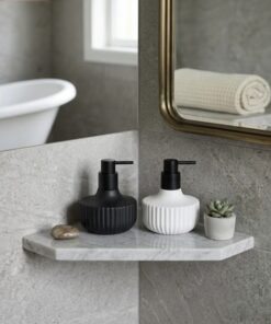 modern ribbed ceramic soap dispenser