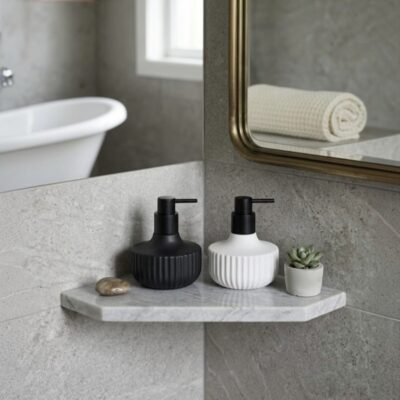 modern ribbed ceramic soap dispenser