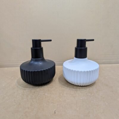 modern ribbed ceramic soap dispenser