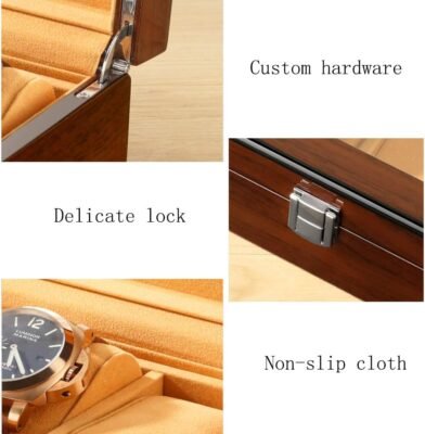 premium glossy finish 6 compartment wooden watch box with glass top