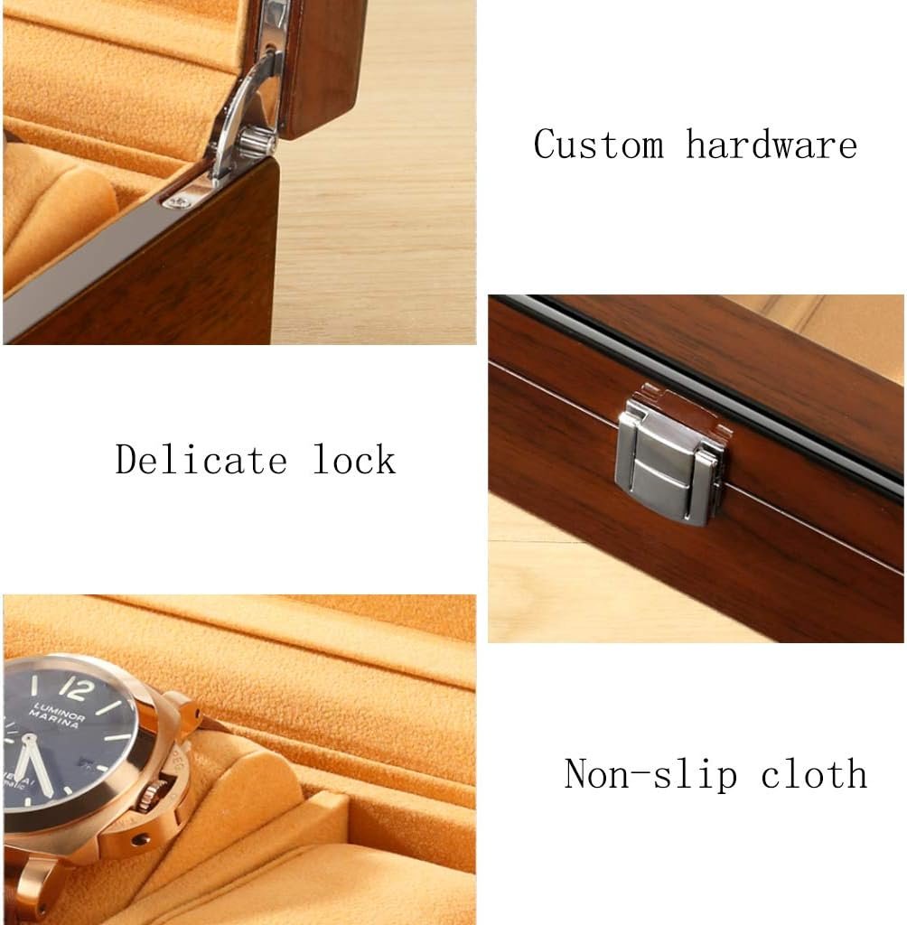 premium glossy finish 6 compartment wooden watch box with glass top premium glossy finish 6 compartment wooden watch box with glass top