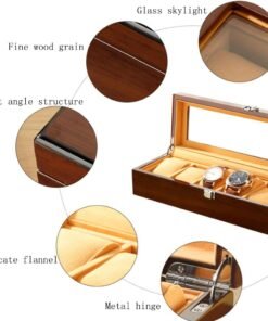 premium glossy finish 6 compartment wooden watch box with glass top premium glossy finish 6 compartment wooden watch box with glass top