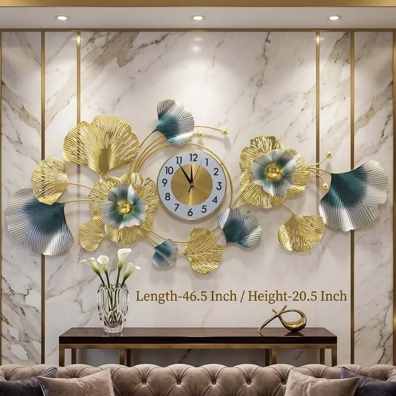 luxury ginkgo leaf metal wall art clock luxury ginkgo leaf metal wall art clock