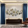 luxury white floral & monstera leaf metal wall clock