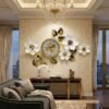 Luxury Floral Metal Wall Art Clock Premium White & Gold Edition luxury floral metal wall art clock premium white & gold edition