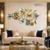 luxury rose & ginkgo leaf metal wall clock