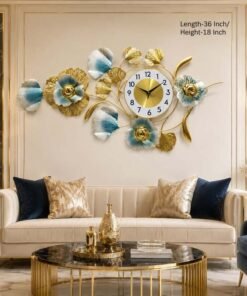 Mega Shop luxury rose & ginkgo leaf metal wall clock