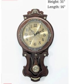 premium royal vintage wooden wall clock with moving pendulum