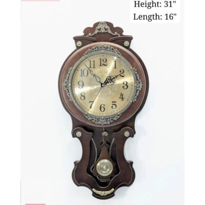 premium royal vintage wooden wall clock with moving pendulum