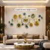Luxury Ginkgo Leaf and Floral Burst Metal Decorative Wall Clock luxury ginkgo leaf and floral burst metal decorative wall clock