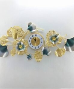 luxury ginkgo leaf metal wall art clock