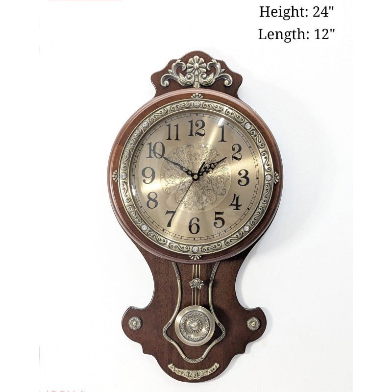 pendulum wall clock royal vintage antique wooden and golden finish pendulum wall clock royal vintage antique wooden and golden finish