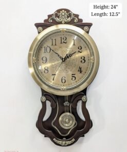 luxury vintage pendulum wall clock antique gold & royal wooden finish