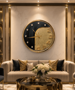 Mega Shop luxury dual texture gold glitter & glossy black wall clock